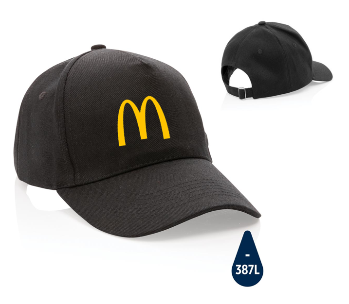 Impact 5 panel 280gr recycled katoenen cap met AWARE™ tracer